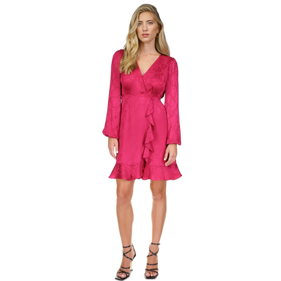 Michael Michael Kors Snakeskin Print Ruffled Mini Dress Deep Fuchsia Size XS - Picture 1 of 1